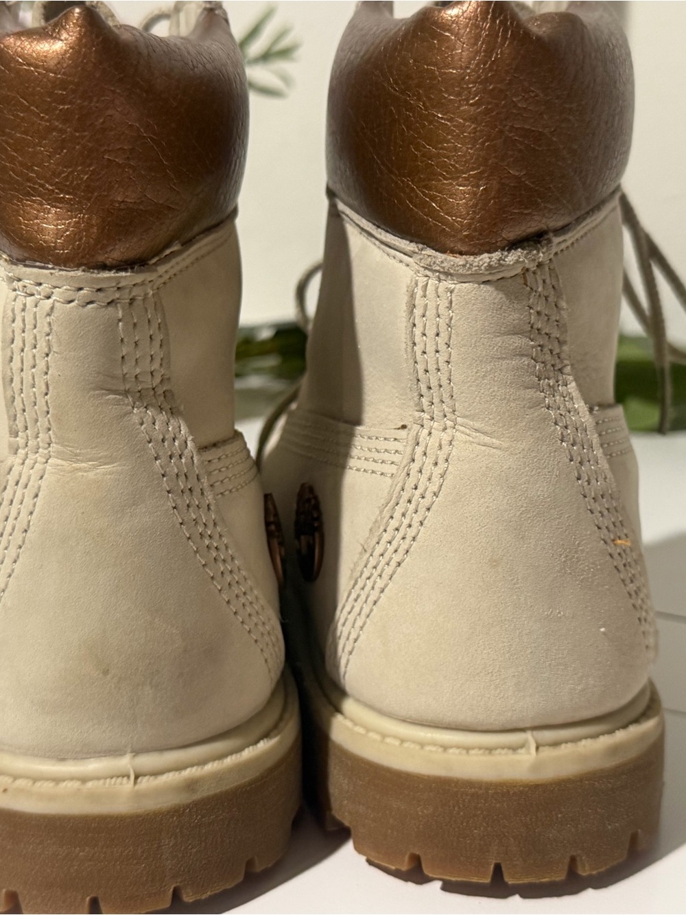 Timberland Women's Cream Lace-Up Boots with Rose Gold Accents - Picture 7 of 15